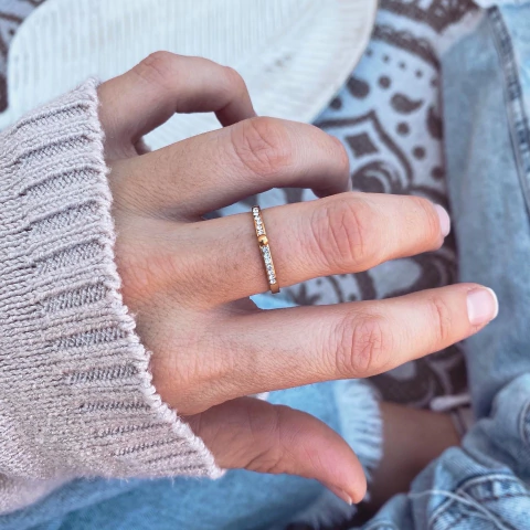 Anillo Babydot Gold - Acero Dorado Z14 - comprar online