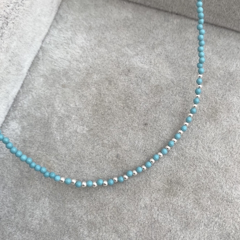 Collar Bidun Turquesa Azul - Plata 925 + Piedras Naturales L3 bis en internet