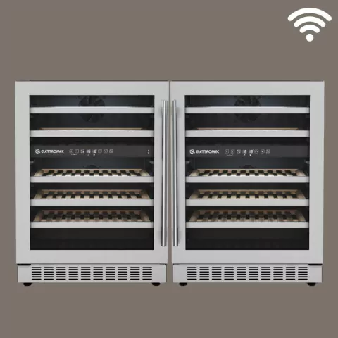 Conjunto com 2 Adegas 45 Garrafas Dual Zone Built-In Connect 220V Elettromec CV-2BI-45-XV-2ATC