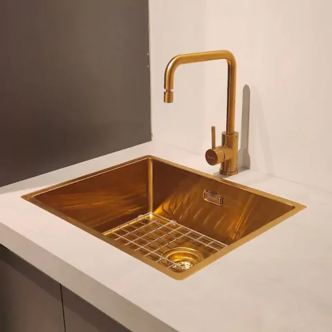 Conjunto Gold com Cuba Quadrum 50x40CM + Misturador Tramontina