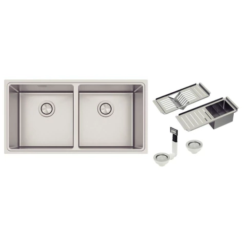 Cuba Quadrum Dupla 2C 40 Inox 89CM com Acessórios Tramontina 94008183 - comprar online