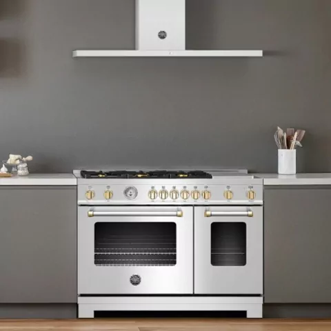 Fogão Bertazzoni Master Gold 122CM com 6 Queimadores e 2 Fornos a Gás com Churrasqueira 127V