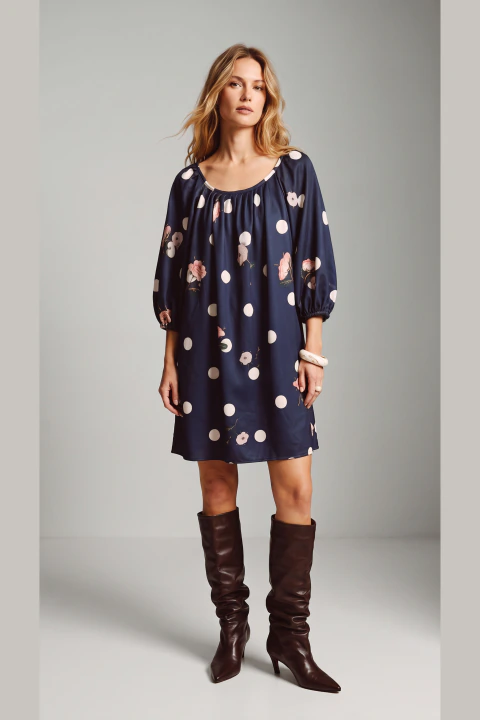 vestido dots azul