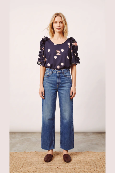 blusa dots azul