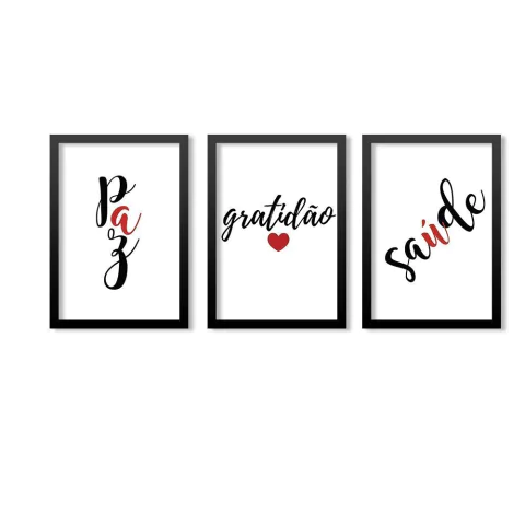 Conjunto Kit 3 Quadros Paz Gratidão e Saúde na internet