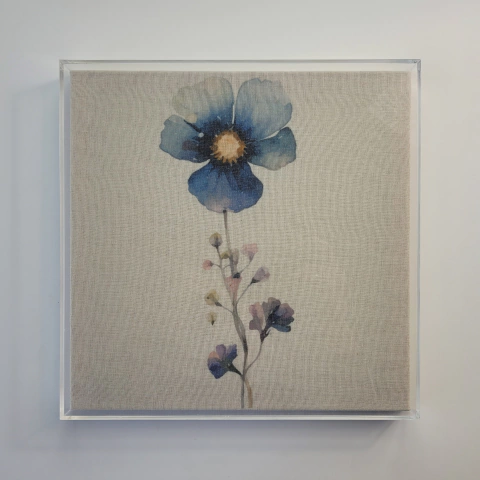 Caixa de Acrílico - Tela de Linho - Flor V