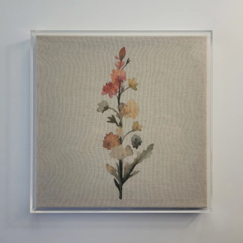 Caixa de Acrílico - Tela de Linho - Flor VII