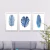 Conjunto Kit 3 Quadros Folhagem Azul-Marinho - comprar online