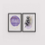 Conjunto Kit 2 Quadros Abstrato Roxo Dourado