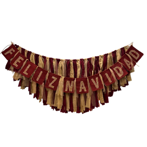 GUIRNALDA FELIZ NAVIDAD ARPILLERA BORDÓ