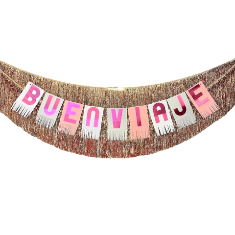 GUIRNALDA BUEN VIAJE TRICOLOR , LETRA FUCSIA