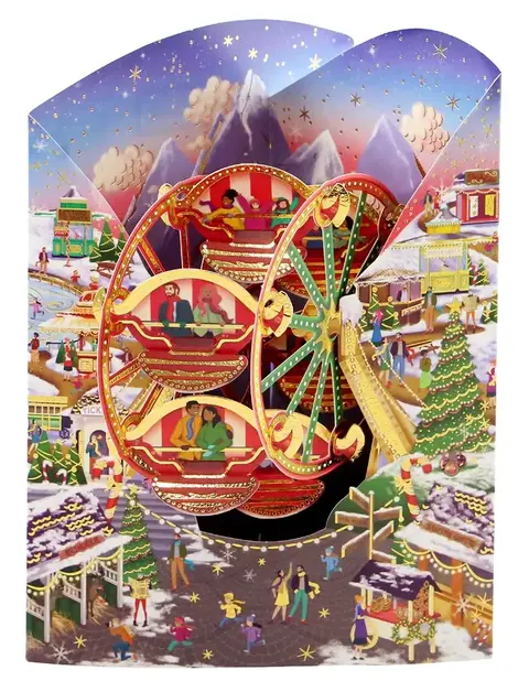 TARJETA POP UP MÓVIL RUEDA FERIA NAVIDAD