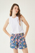 SHORT MAGNOLIA FLORES BASE AZUL - TALLE S - tienda online