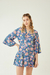 VESTIDO KIMONO FRESIA FLORES BASE AZUL - comprar online