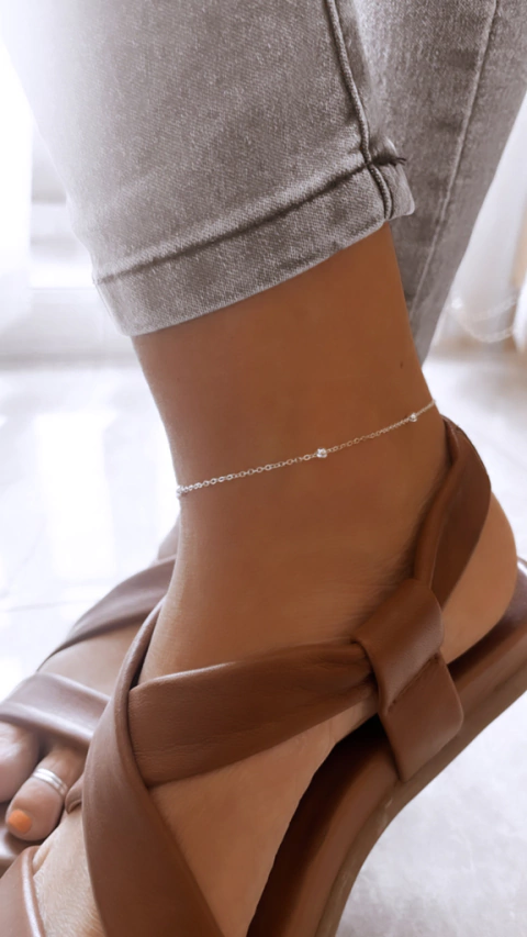 TOBILLERA ACERO BLANCO BOLITAS