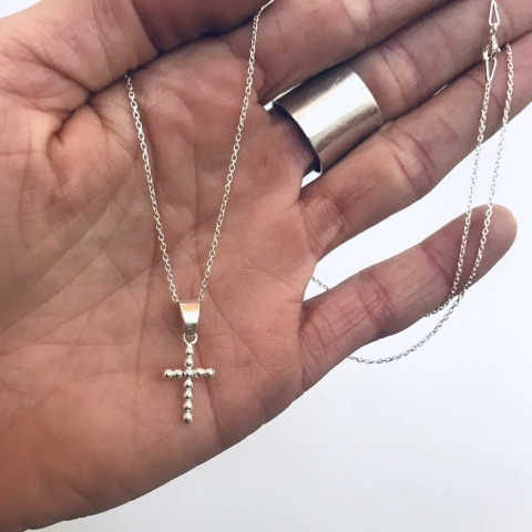 DIJE PLATA 925 CRUZ BOLITAS