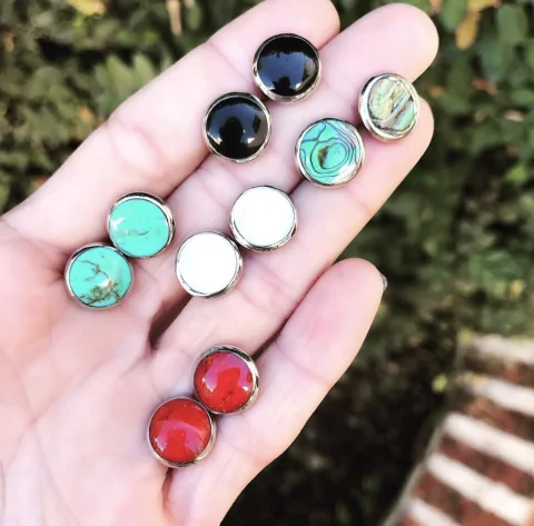 AROS ACERO CON PIEDRA 10 MM