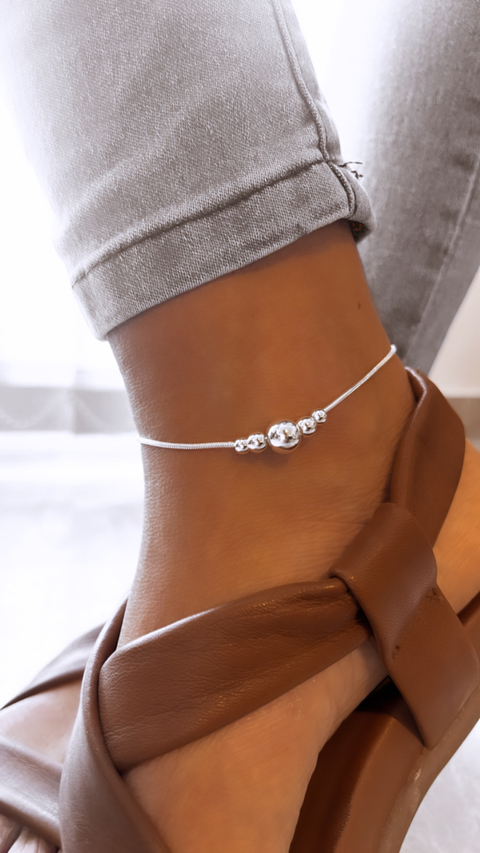 TOBILLERA ACERO BLANCO COLA DE RATA