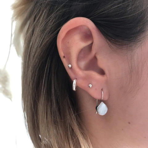 AROS PLATA 925 GOTA CON TRABA