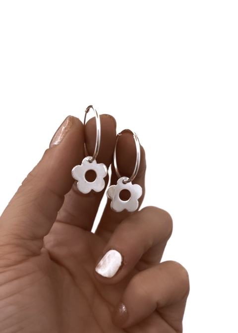 ARGOLLAS PLATA 925 FLOR (por par)
