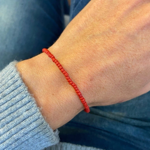 PULSERA PLATA 925 ROJA MICRO MOSTACILLAS