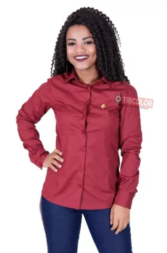 Camisa Social Fluminense Feminina Grená Ffc - Hat Trick