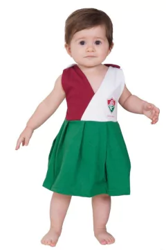 Vestido Tricolor em V Meia Malha Fluminense Bebê