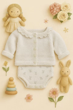 SAQUITO TEJIDO CON VOLADO BABY - Le mouton bebe