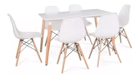 Juego Comedor Mesa Rectangular Eames 120cm + 6 Sillas Eames - comprar online