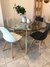 Mesa de vidrio redonda Eames 120cm pata madera en internet
