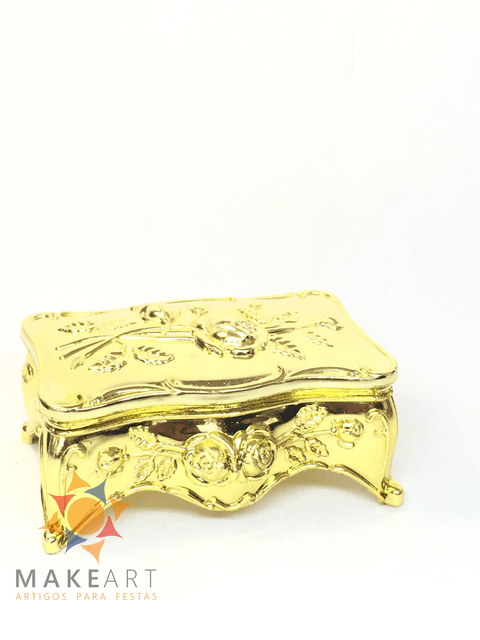 PORTA JOIA BAÚ ROSA DOURADO PCT 12 UND