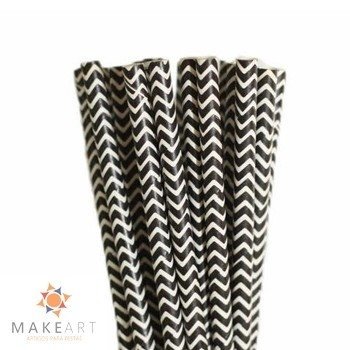 CANUDO DE PAPEL CHEVRON PRETO PCT 25 UND