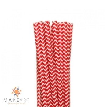 CANUDO DE PAPEL CHEVRON VERMELHO PCT 25 UND