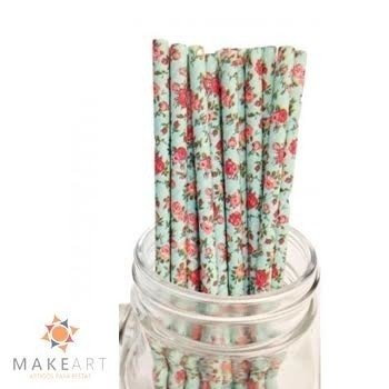 CANUDO DE PAPEL FLORAL PCT 25 UND