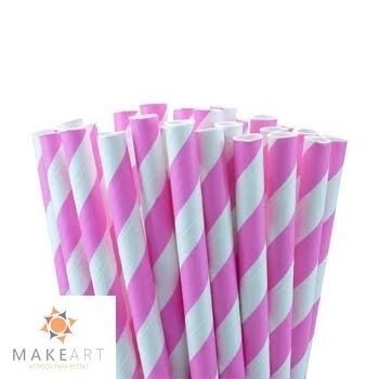 CANUDO DE PAPEL LISTRADO ROSA PINK PCT 20 UND