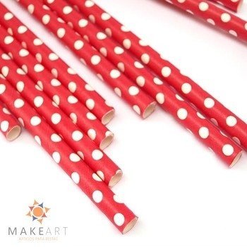 CANUDO DE PAPEL POÁ VERMELHO PCT 25 UND