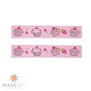 FITA GORGURÃO CUPCAKE 16MM ROSA