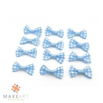 APLIQUE LAÇO XADREZ AZUL BEBÊ PCT 25 UND