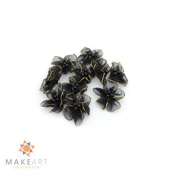 APLIQUE LAÇO ORGANZA PRETO PCT 10 UND