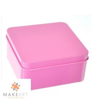 LATA QUADRADA PEQUENA ROSA BEBÊ PCT 12 UND