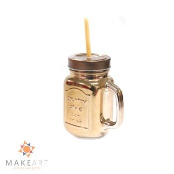 MASON JARRA METALIZADA DOURADO