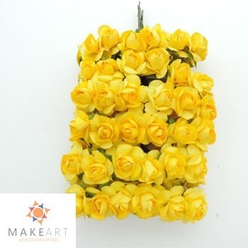 MINI ROSA DE PAPEL AMARELO PCT 144 UND