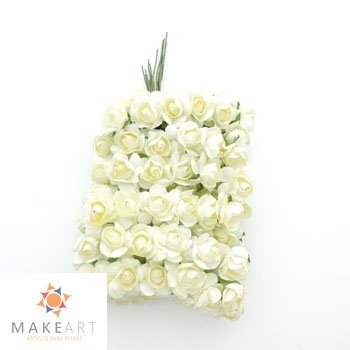 MINI ROSA DE PAPEL CREME PCT 144 UND