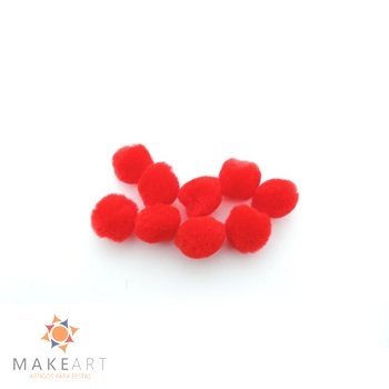 APLIQUE POM POM VERMELHO PCT 10 UND