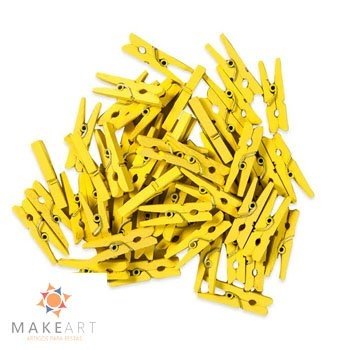 PREGADOR DE MADEIRA PEQUENO AMARELO PCT 50 UND