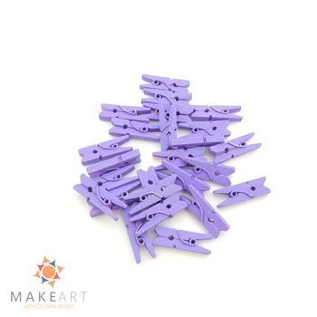 MINI PREGADOR DE MADEIRA ROXO PCT 25 UND