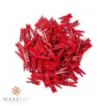 PREGADOR DE MADEIRA PEQUENO VERMELHO PCT 50 UND