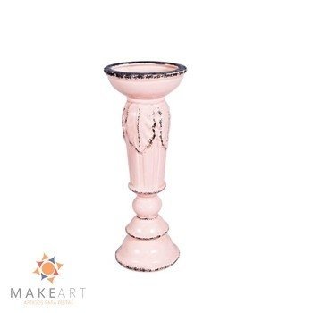CASTIÇAL FOLHAS ROSA BEBÊ