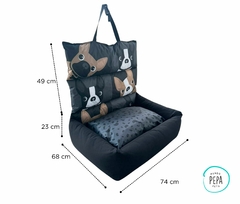 CAMA AUTO BULLDOG FRANCES base negra - Mundo Pepa Pets