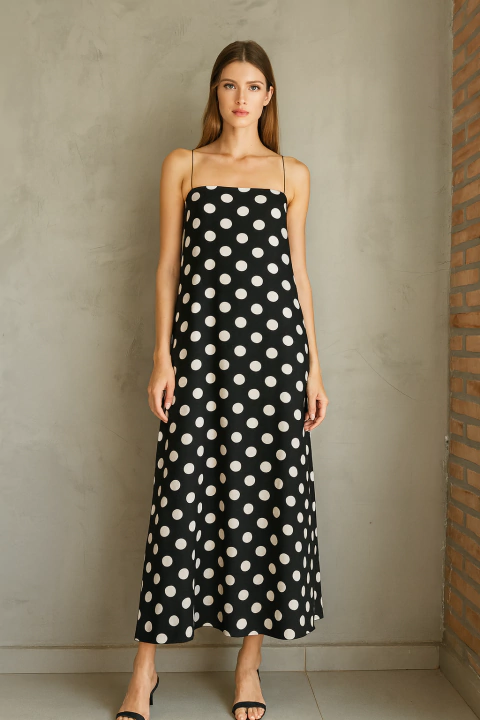 Vestido tomara que caia de bolinha